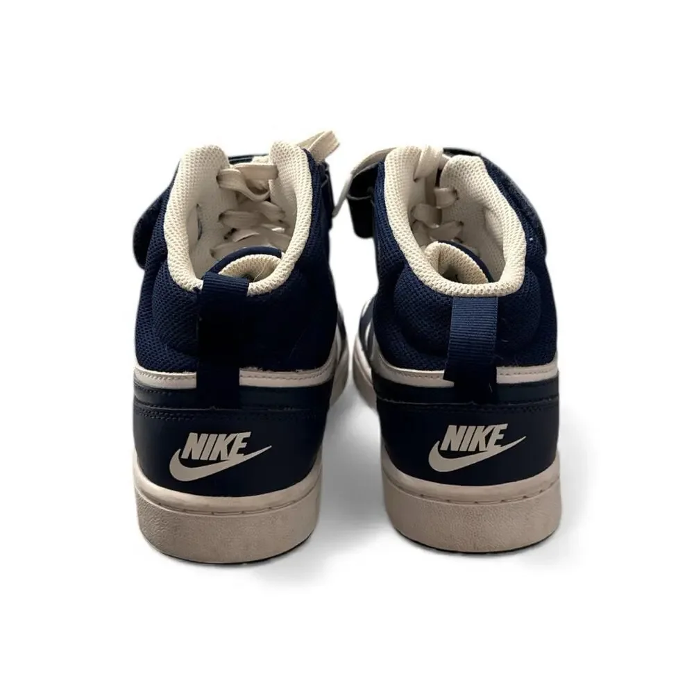 Nike Court Borough Mid 2 Sneaker White and Navy blue Big Kids 7Y (W8)